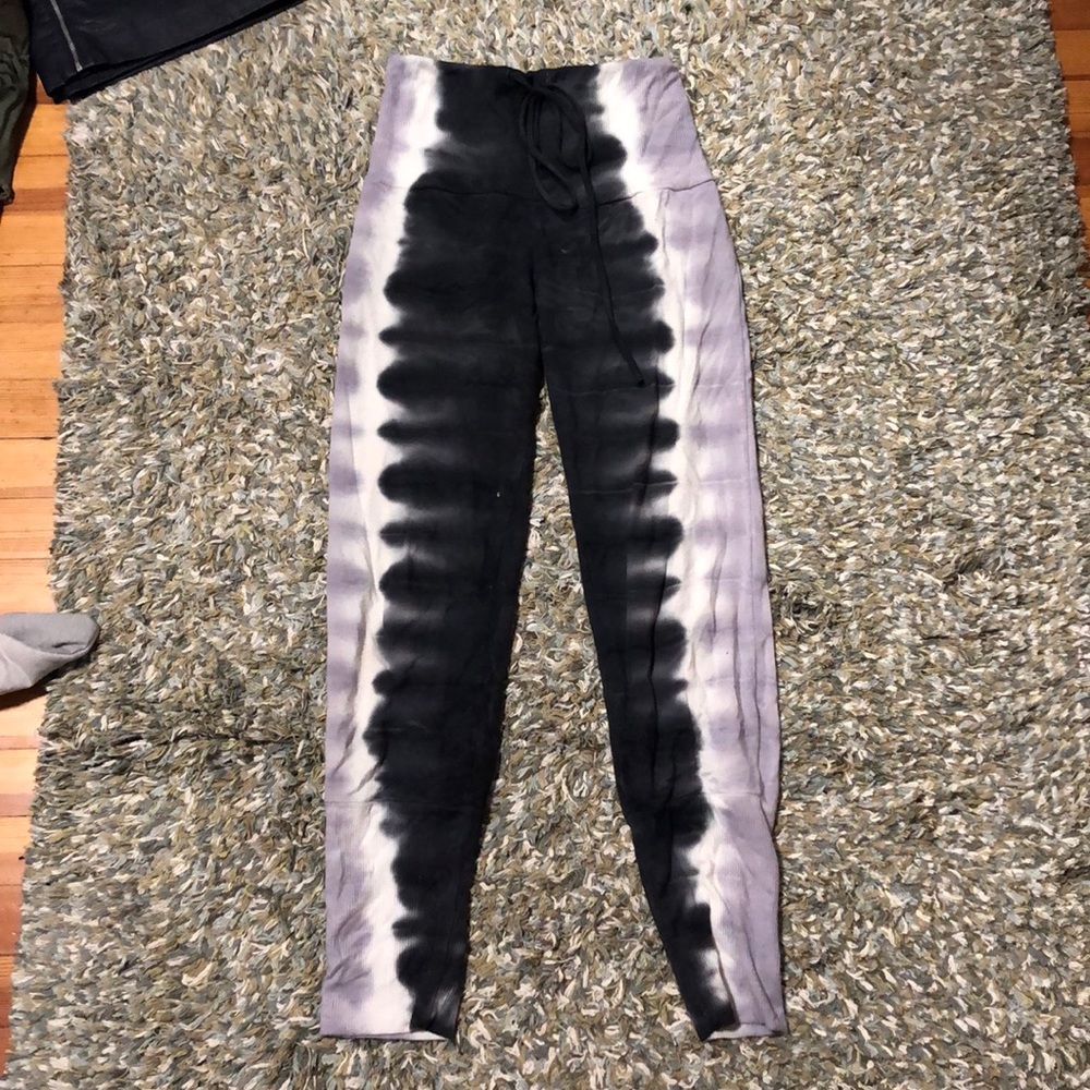 Purple gray tie dye jogger pants with high waist